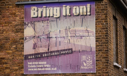 An old poster for Southend United that says ‘Bring it on!’