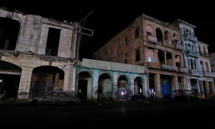 Residential buildings without lights at night