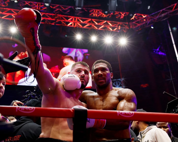 Anthony Joshua knocked down twice but stops Kristian Prenga in round two
