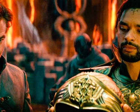 Chris Pine, left, and Regé-Jean Page in Dungeons & Dragons: Honor Among Thieves.