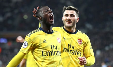 Pepe celebrates scoring Arsenal’s second.