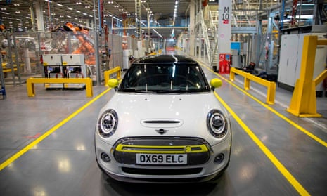 The Mini electric car is unveiled at the BMW plant in Cowley, near Oxford, in 2019.