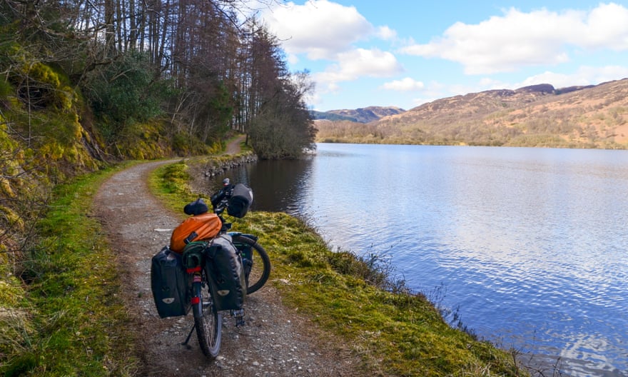 Cycle touring by Loch Venachar.