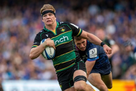 Henry Pollock, racing over for a try in the semi-final victory over Leinster, has been one of the stars of Northampton’s European campaign.