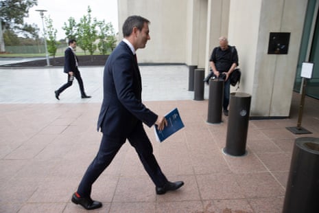 Stepping into budget day: Jim Chalmers arrives at Parliament House this morning.