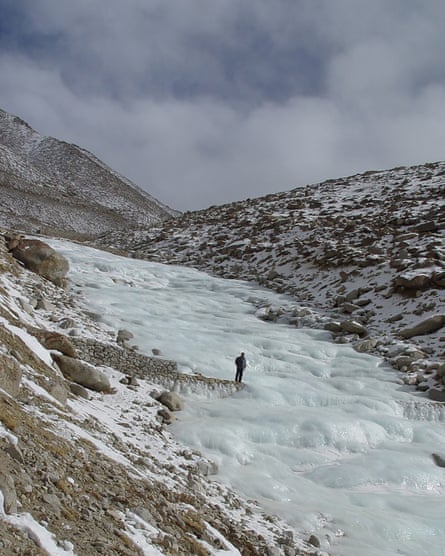 An artificial glacier in Ladakh, created by engineer and farmer Chewang Norphel.
