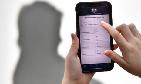 A person using the Australian government’s coronavirus app