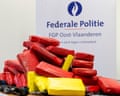 Cocaine weighing approximately 200kg at the federal police East Flanders station in Dendermonde