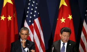 US president Barack Obama meets with Chinese president Xi Jinping at the start of the Paris climate summit. 