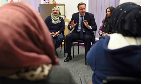 David Cameron with women attending an English language class in Leeds.