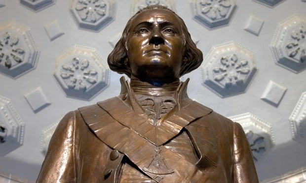 A bronze statue of George Washington in Alexandria, Virginia.