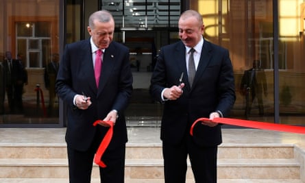Turkish president Recep Tayyip Erdoğan and Azerbajani president Ilham Aliyev in Nakhchivan Autonomous Republic, Azerbaijan, 25 September 2023