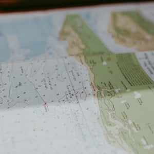 Sea chart of the Norfolk coast.