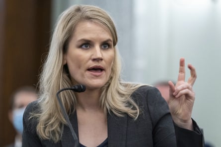 Former Facebook data scientist Frances Haugen speaking at a Senate hearing on consumer protection, product safety and data security in Washington DC in 2021.