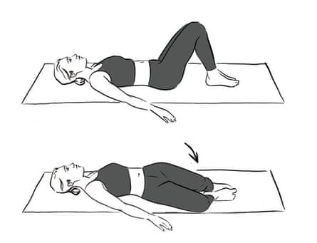 Two illustrations showing how to perform knee rolls
