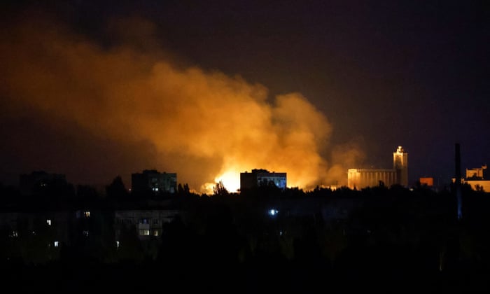 Smoke rises after the shelling of a brewery in Donetsk, Ukraine August 10.