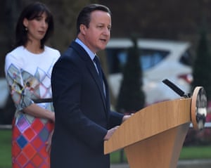 David and Samantha Cameron outside Downing Street.