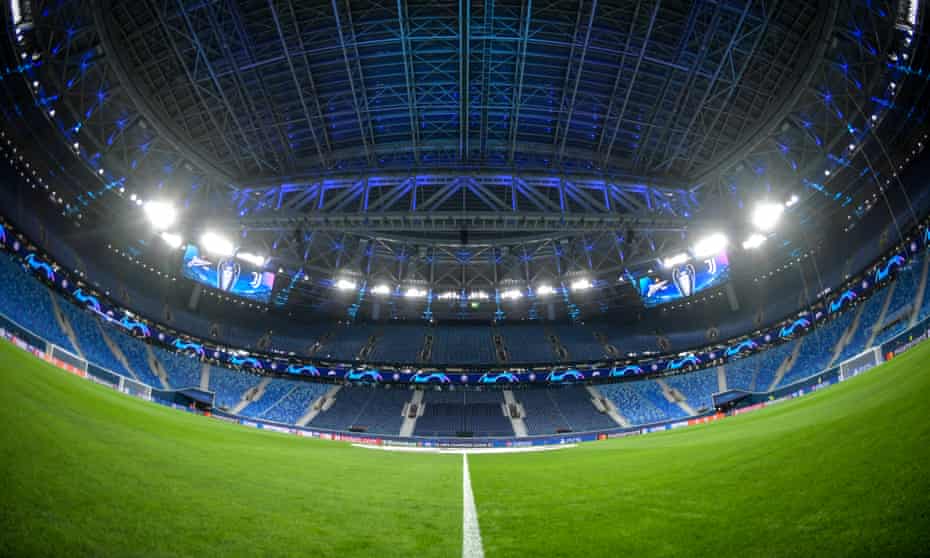 Zenit St Petersburg’s Gazprom Arena, which is due to host the Champions League final, pictured last October.