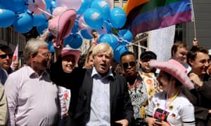 The then Mayor of London, Boris Johnson, joins revellers taking part in the Pride London parade in central London.in 2008.