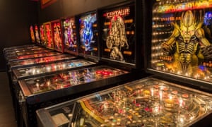 Pinball machines at Vector Volcano Classic Arcade, Bend, Oregon, US