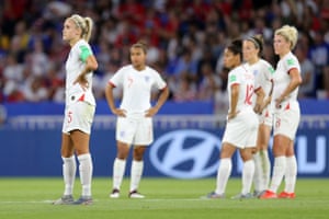 The England players react to their World Cup semi-final defeat to USA last summer.