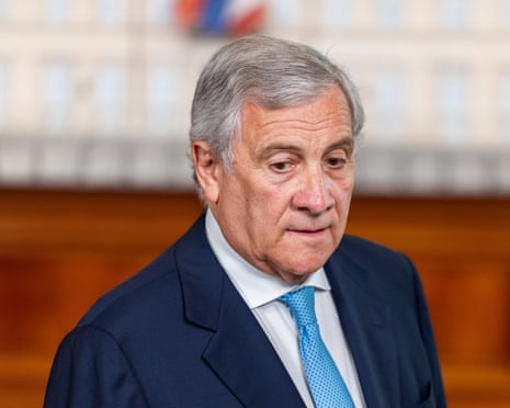 Deputy prime minister Antonio Tajani during the bilateral summit between prime minister Meloni and Portuguese prime minister Montenegro at Palazzo Chigi, Rome.