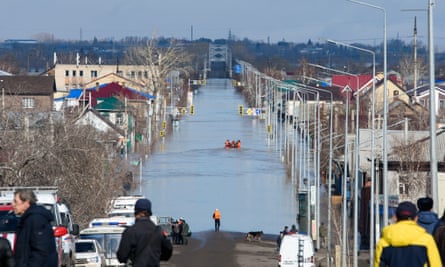 A view of the flood-hit city of Petropavl in northern Kazakhstan, close to the border with Russia.