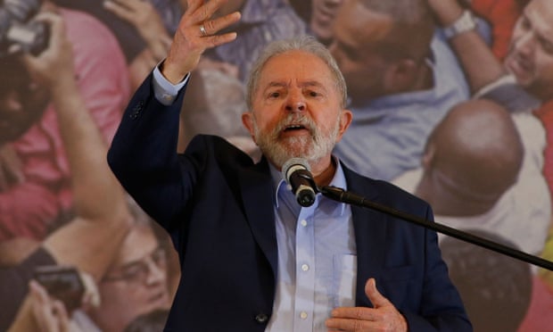 Brazilian former president Luiz Inácio Lula da Silva, delivers a press conference at the metalworkers’ union building in Sao Bernardo do Campo, in Sao Paulo on Wednesday.