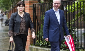 Justice Secretary and prominent Vote Leave campaigner Michael Gove joins his wife Sarah Vine as they make their way to vote.