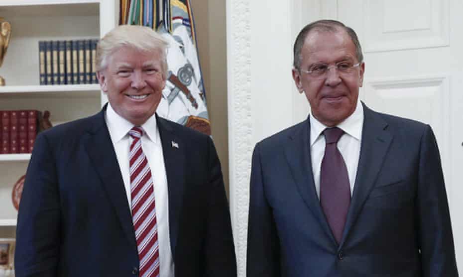 Donald Trump with the Russian foreign minister, Sergei Lavrov