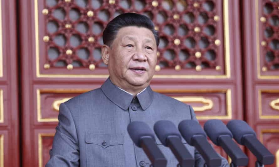 Xi Jinping delivering a speech in July 2021 marking the centenary of the Chinese Communist party