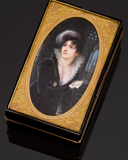 The gold-mounted tortoiseshell snuff box, with a portrait of the Empress Josephine by Pierre André Montauban, Paris, 1806-1809 (est. £80,000-100,000).