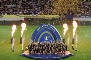New Zealand celebrate winning the 2021 Women’s Rugby World Cup Final match.