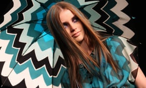 A creation - blue umbrella and matching dress - by Anna Sui during New York Fashion Week 2007.