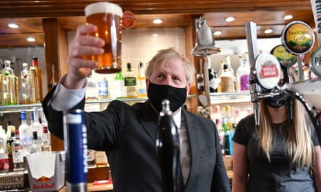 Boris Johnson visits the Mount Tavern in Wolverhampton in April 2021.