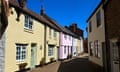 Colourful row of period cottages in Oakham, Rutland