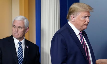 A grim-faced Donald Trump arrives with Vice-President Mike Pence to address and uncharacteristically curt coronavirus taskforce media briefing on Friday.