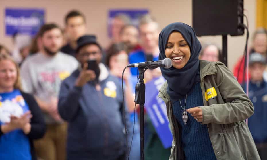 Ilhan Omar on the campaign trail in Minneapolis, Minnesota.