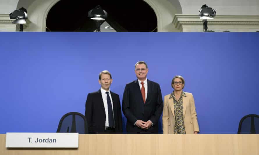 Swiss National Bank’s semi-annual conference today, with vice-chairman Fritz Zurbruegg, chairman Thomas Jordan, and board member Andrea Maechler