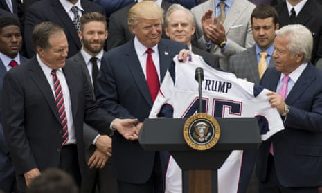 Trump hails a great upset win … and also salutes New England Patriots | Donald Trump | The Guardian