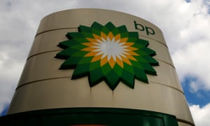 Signage for a BP petrol station in London