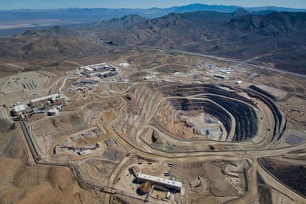 This 2024 photo provided by MP Materials shows an aerial view of the company’s mine in Mountain Pass, California.
