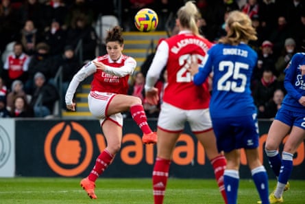 Jen Beattie in action for Arsenal against Everton last month.