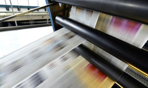 Printing of newspapers in a printing shop