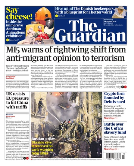 Guardian front page 14 October