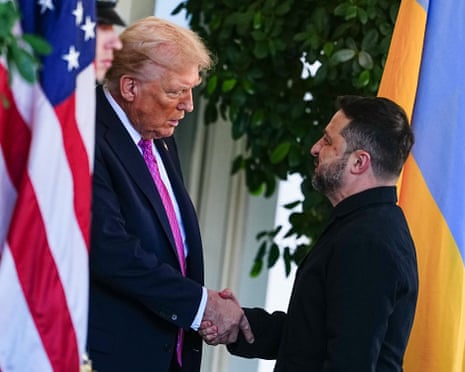 Trump welcomes Ukraine’s president, Volodymyr Zelenskyy, to the White House on 17 October 2025.