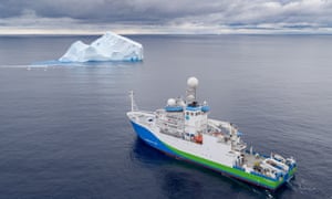 An iceberg in the East Antarctic basin, seen from a drone launched from the RV Investigator