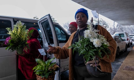 Flowers are delivered to the Mississippi Boulevard Christian Church ahead of Tyre Nichols funeral in Memphis, Tennessee, on February 1,2023.
