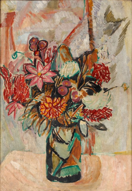 Vanessa Bell, Still-life of Dahlias, Chrysanthemums and Begonias, (1912).