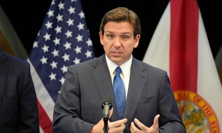 Ron DeSantis speaking at the news conference yesterday.